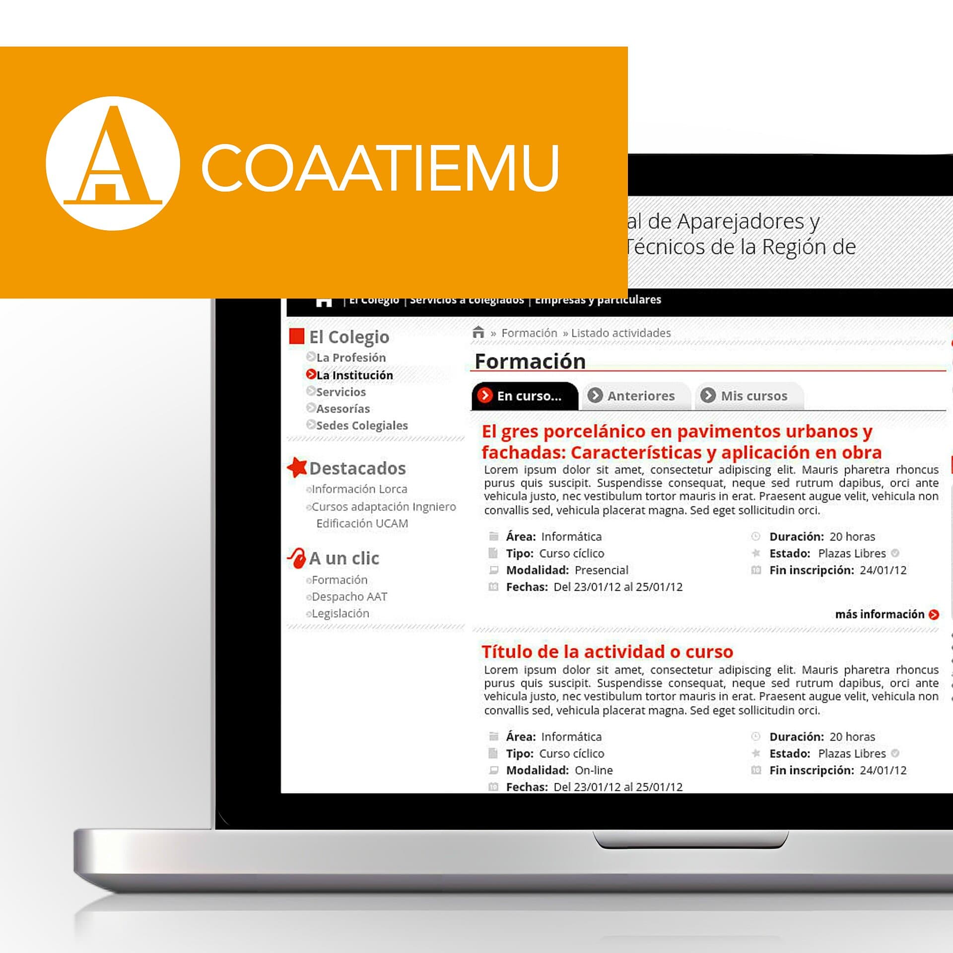 Arquitectura, Diseño y Maquetación de la web del COAATIEMU